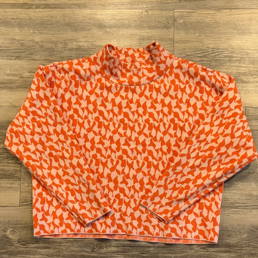 Anthropologie Maeve Orange and Cream Knit Top